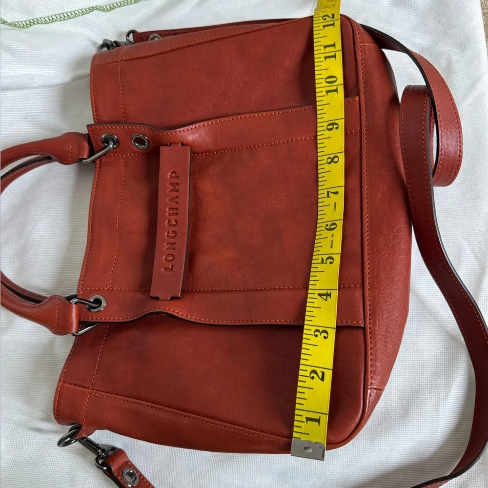Longchamp Rust 3D Leather Tote Crossbody Bag